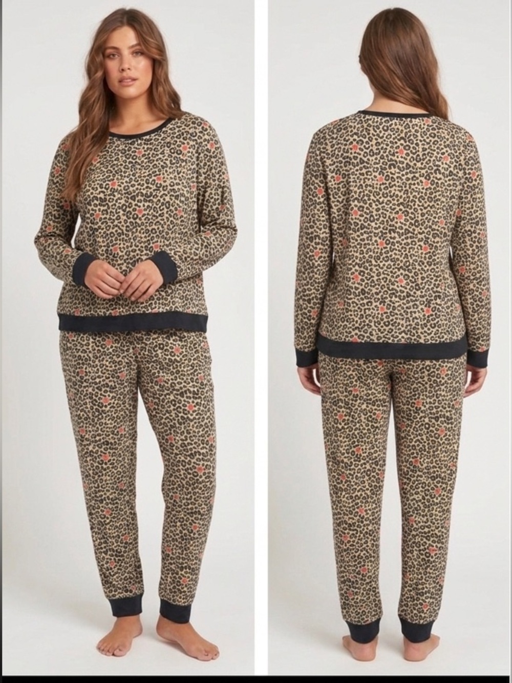 BedHead Pajamas Leopard Heart Stretch Jersey Pajama Set Size M retails $120